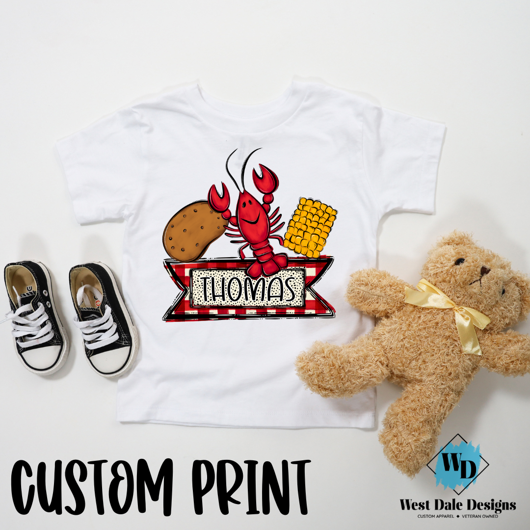 Crawfish Kid Name Plate Graphic Tee