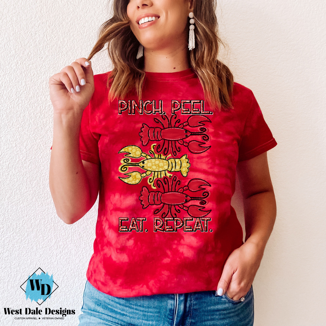 Pinch Peel Eat Repeat Crawfish Tea Towel Graphic Tee