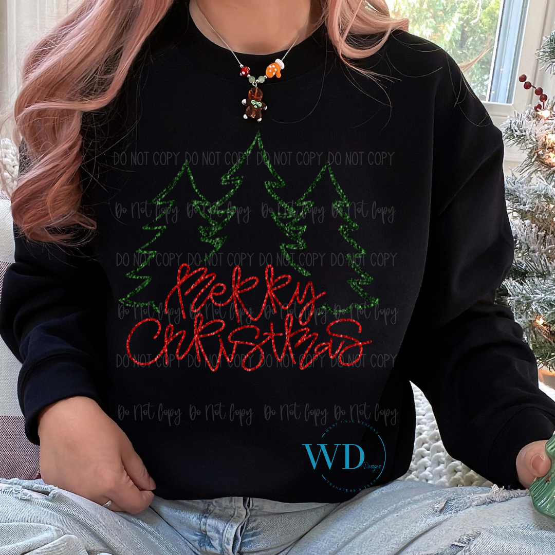 Merry Christmas Glitter Line DTF Transfer BIA 2024
