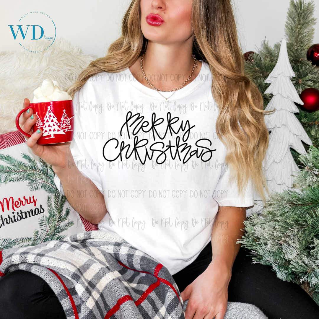 Merry Christmas Doodle Font DTF Transfer