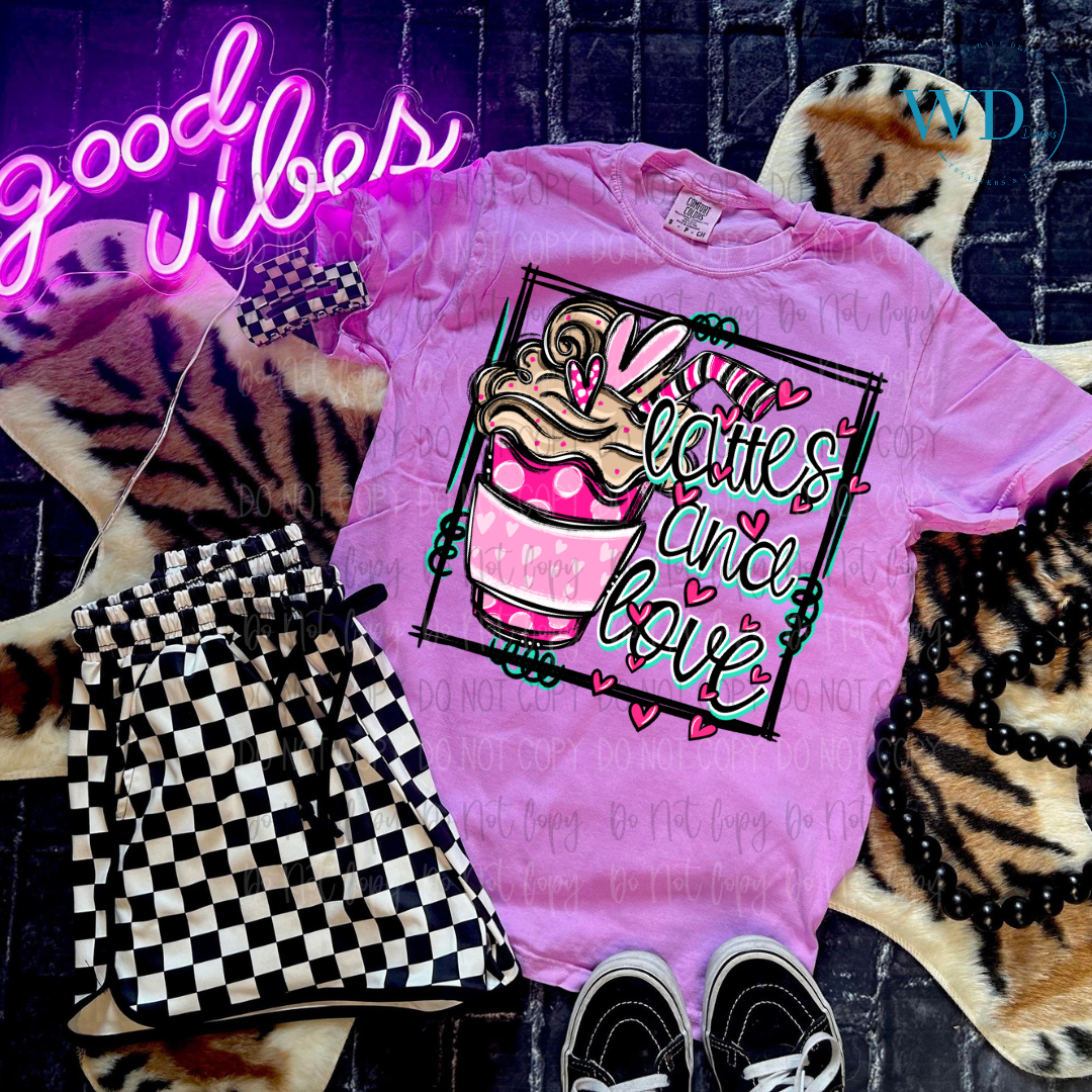 Lattes and Love DTF Transfer West Dale Designs
