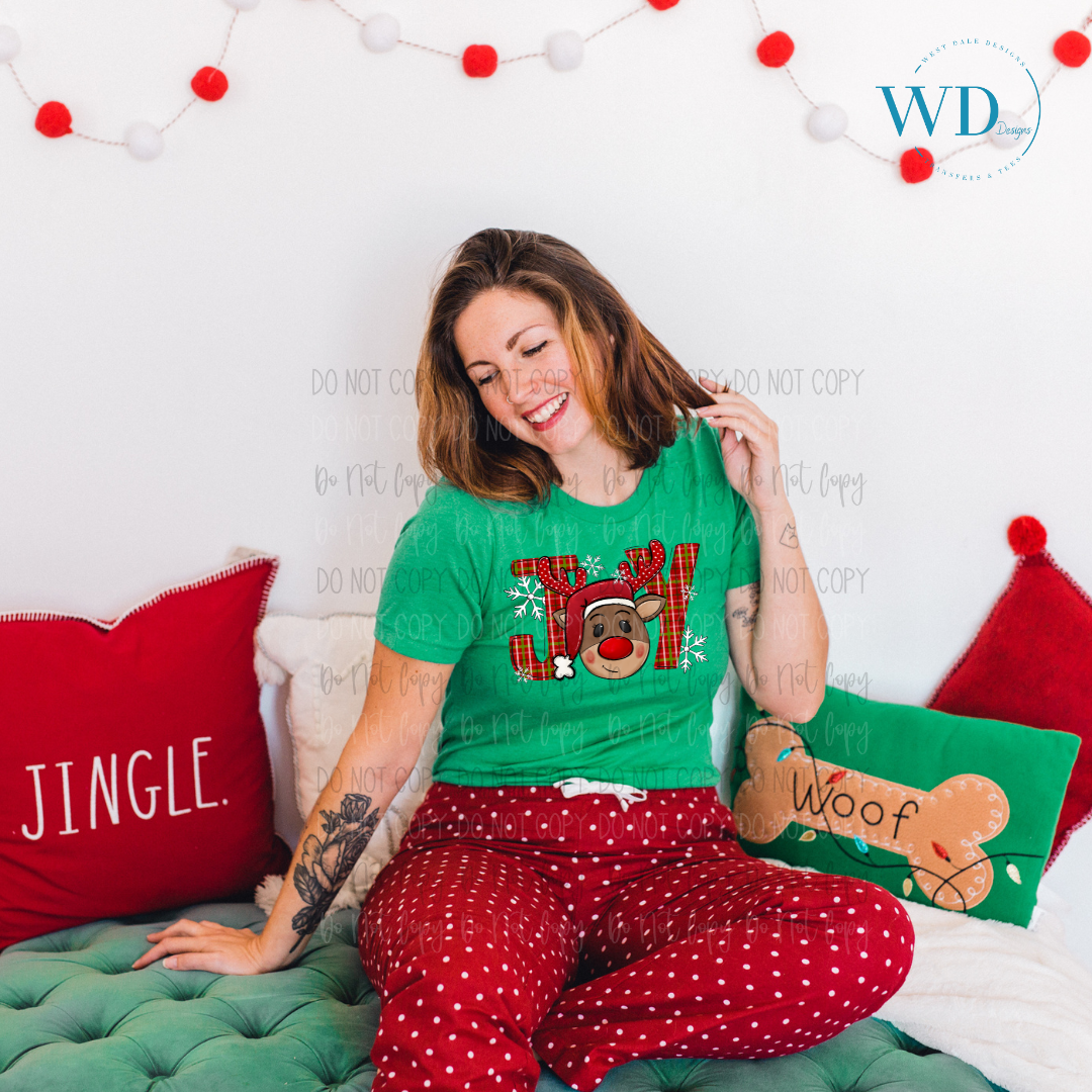 Joy Reindeer Doodle DTF Transfer BIA 2024