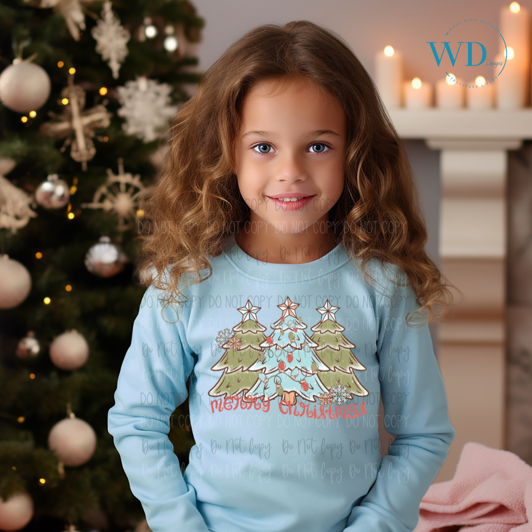 Merry Christmas Boho Trees DTF Transfer