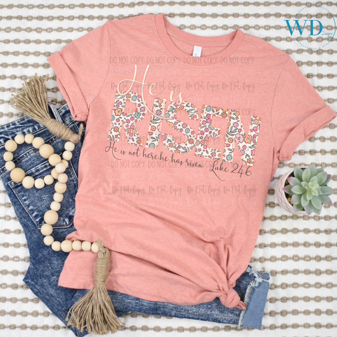He Is Risen Floral DTF Transfer West Dale Designs