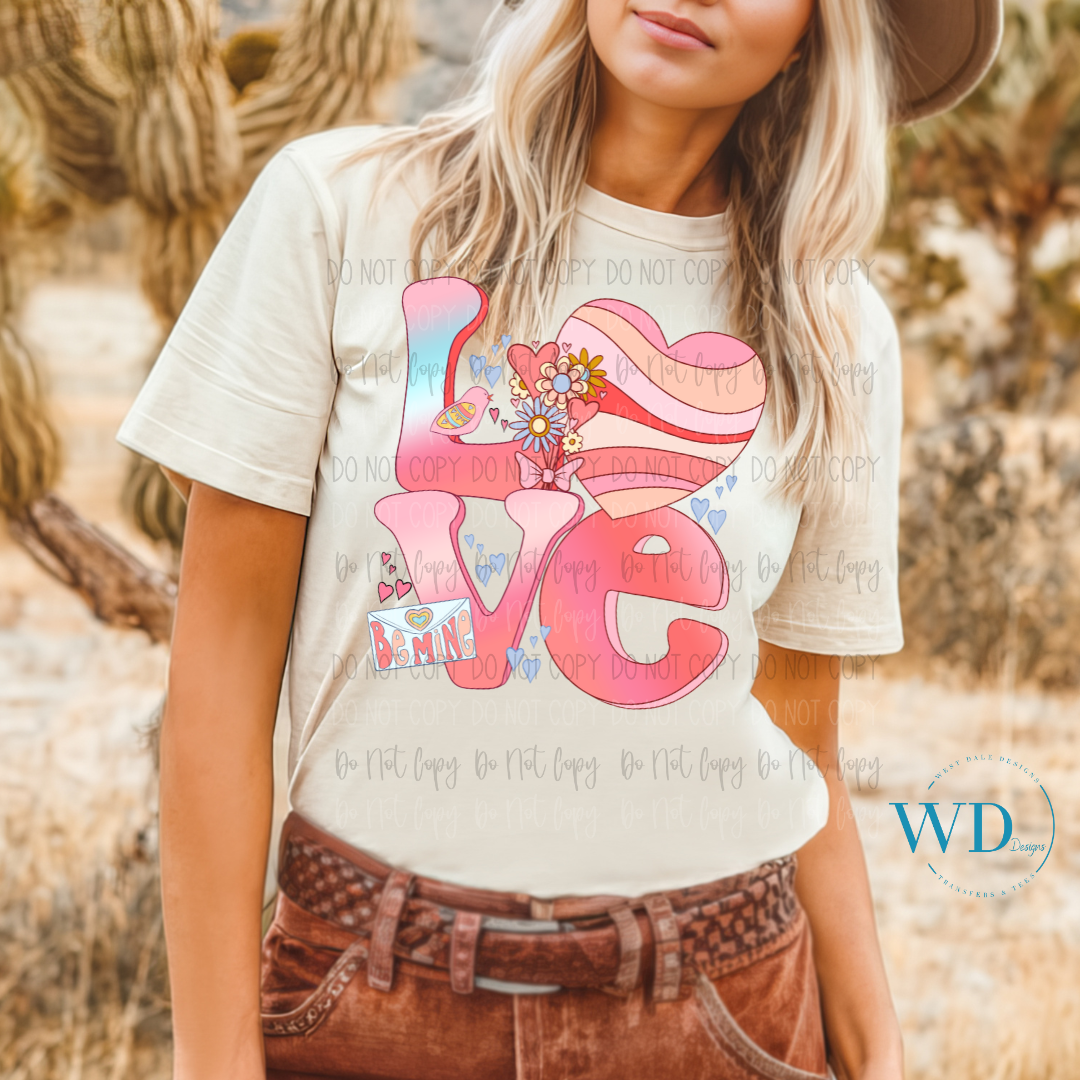 Love Pink Florals DTF Transfer West Dale Designs