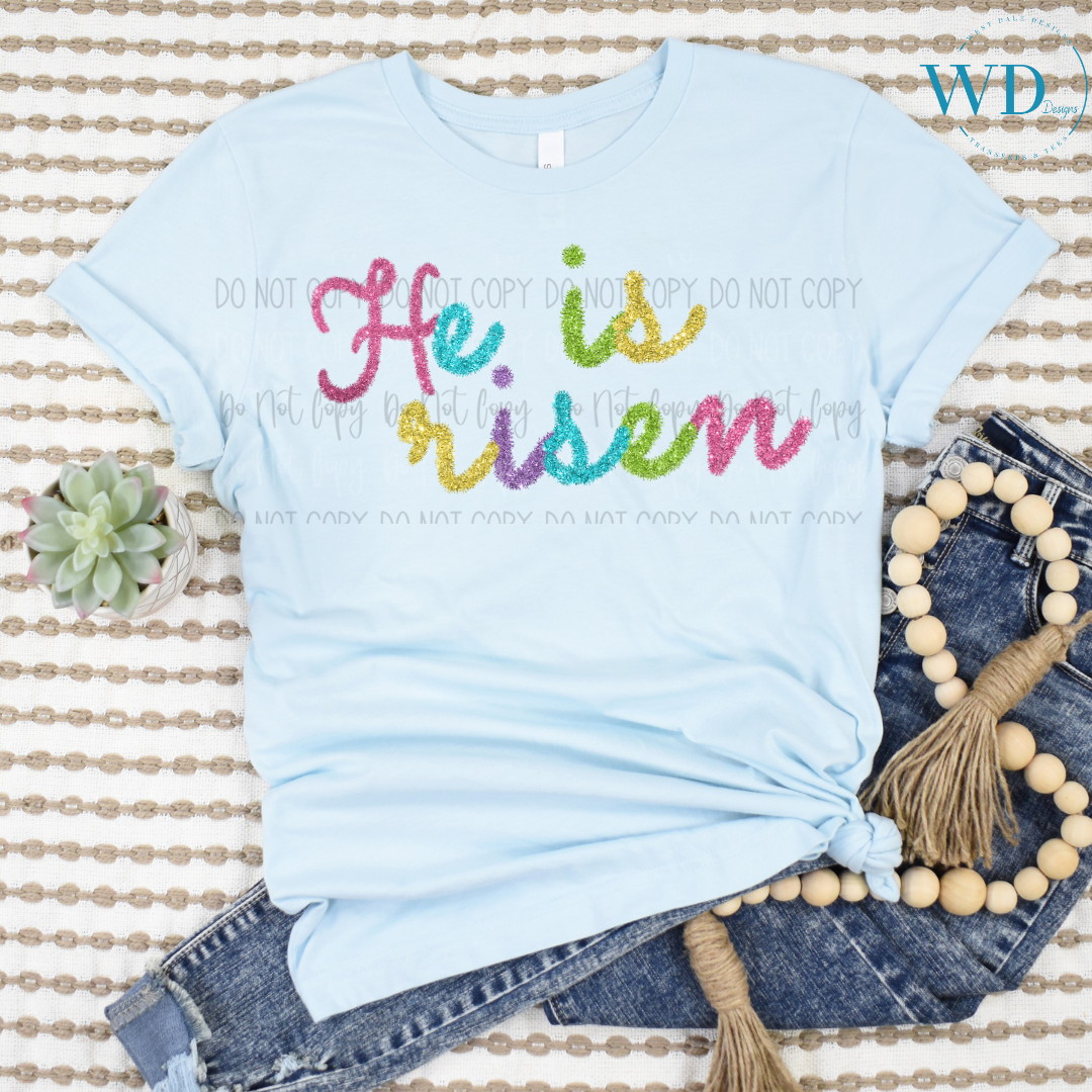 He Is Risen Tinsel DTF Transfer West Dale Designs