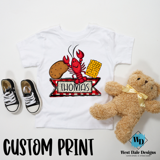 Crawfish Kid Name Plate Graphic Tee