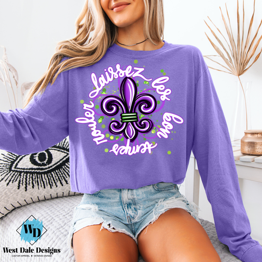 Laissez Les Bon Temps Rouler White Text Graphic Tee