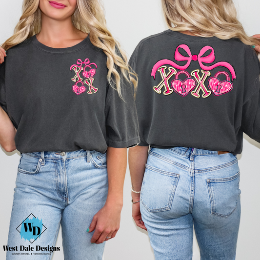 Xo Ox Bow Front Back Graphic Tee