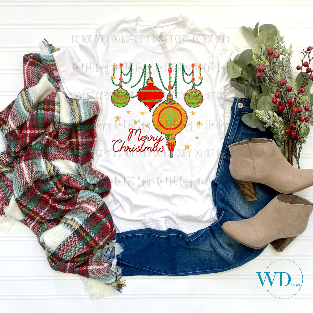 Merry Christmas Old Fashioned Ornaments DTF Transfer