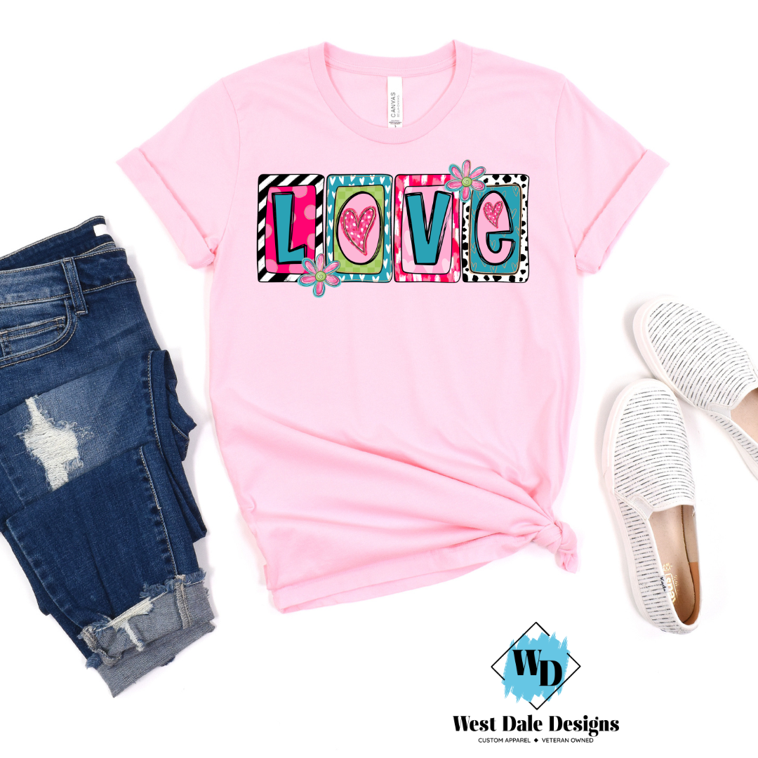 Love Boxed Letters Graphic Tee