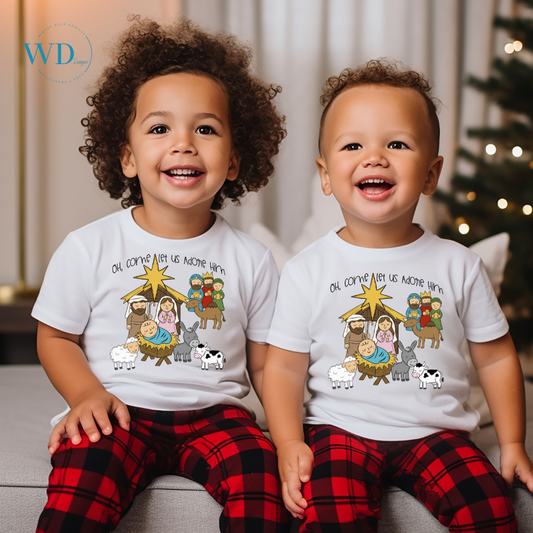 Oh Come Let Us Adore Him Nativity Graphic Tee