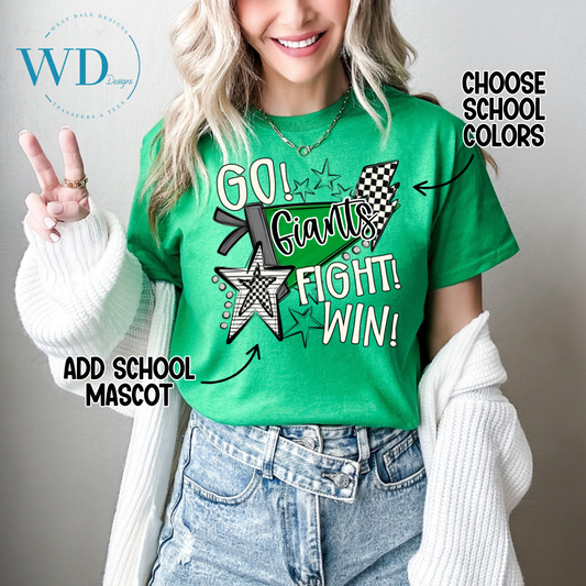 Go Fight Win Pennant Mascot Graphic Tee