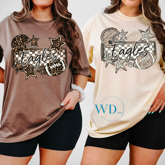 Camo/Leopard Football Name Frames Graphic Tee