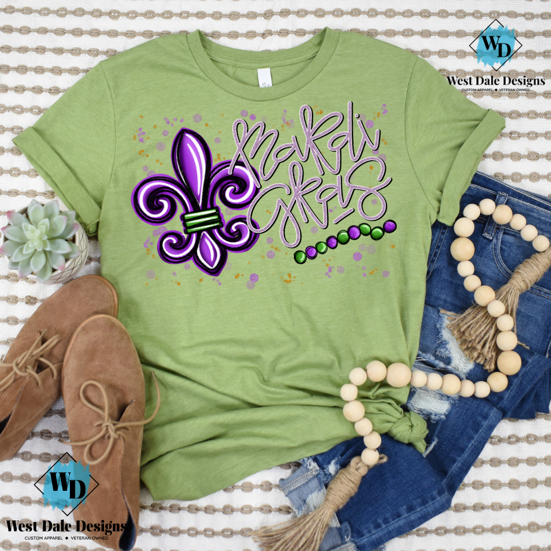 Mardi Gras Fleur De Lis Graphic Tee