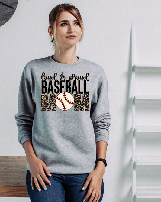 Baseball Mom Sweatshirt (Leopard Script)
