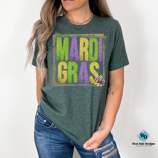 Mardi Gras Tinsel Box Graphic Tee