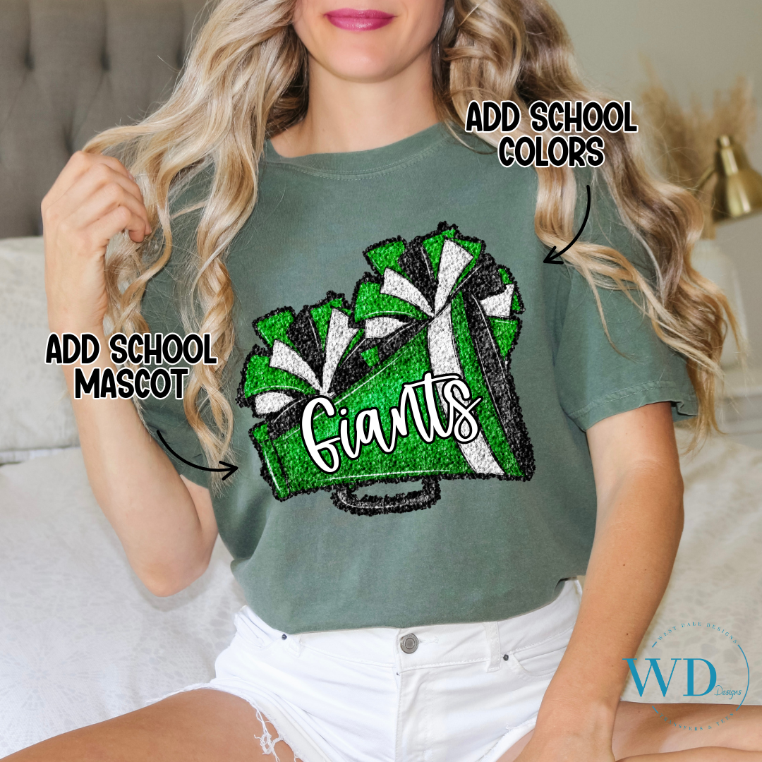 Sequin Cheer Pom Mascot Graphic Tee