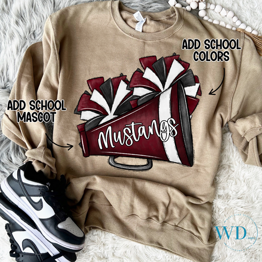 Cheer Pom Mascot Graphic Tee