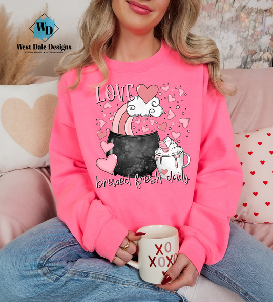 Love Brewed Fresh Daily Graphic Tee
