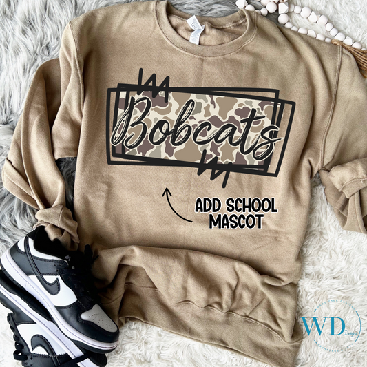 Camo Name Frame Mascot Graphic Tee